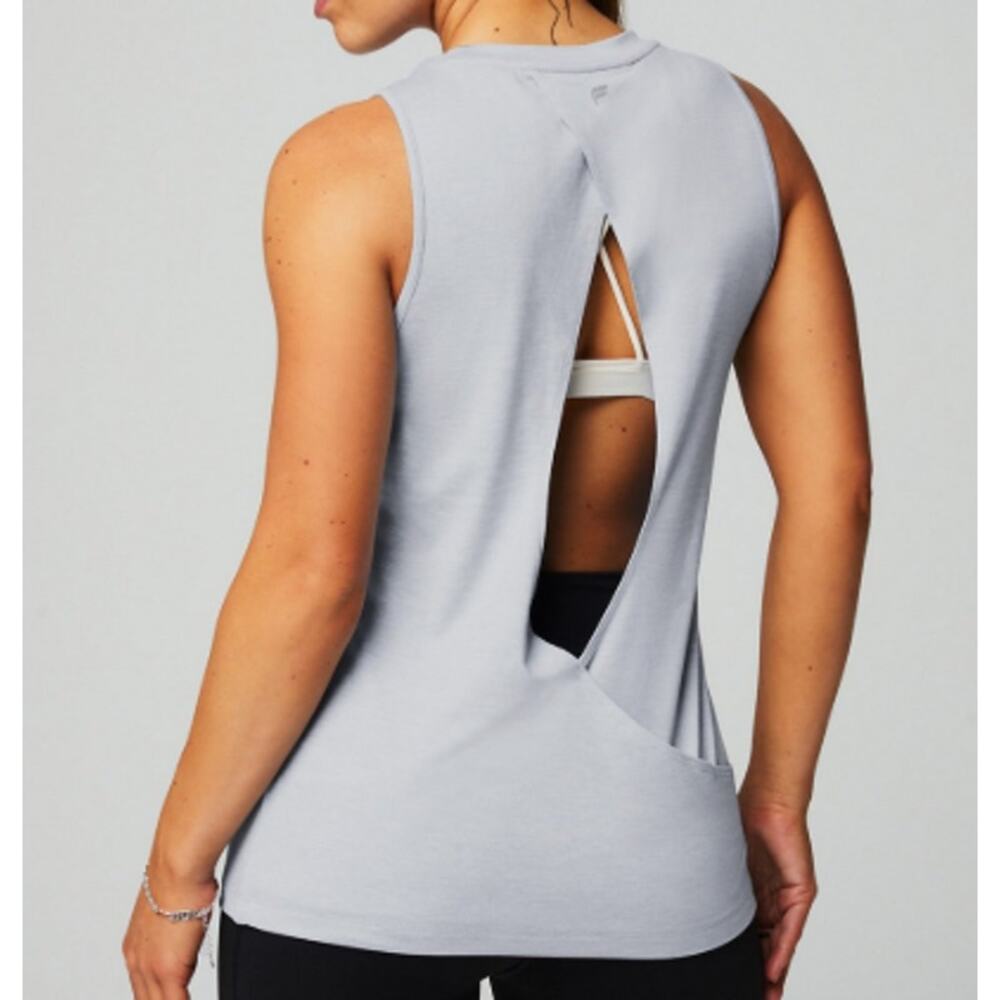 Fabletics Open Back Tank - S - Light Heather Grey